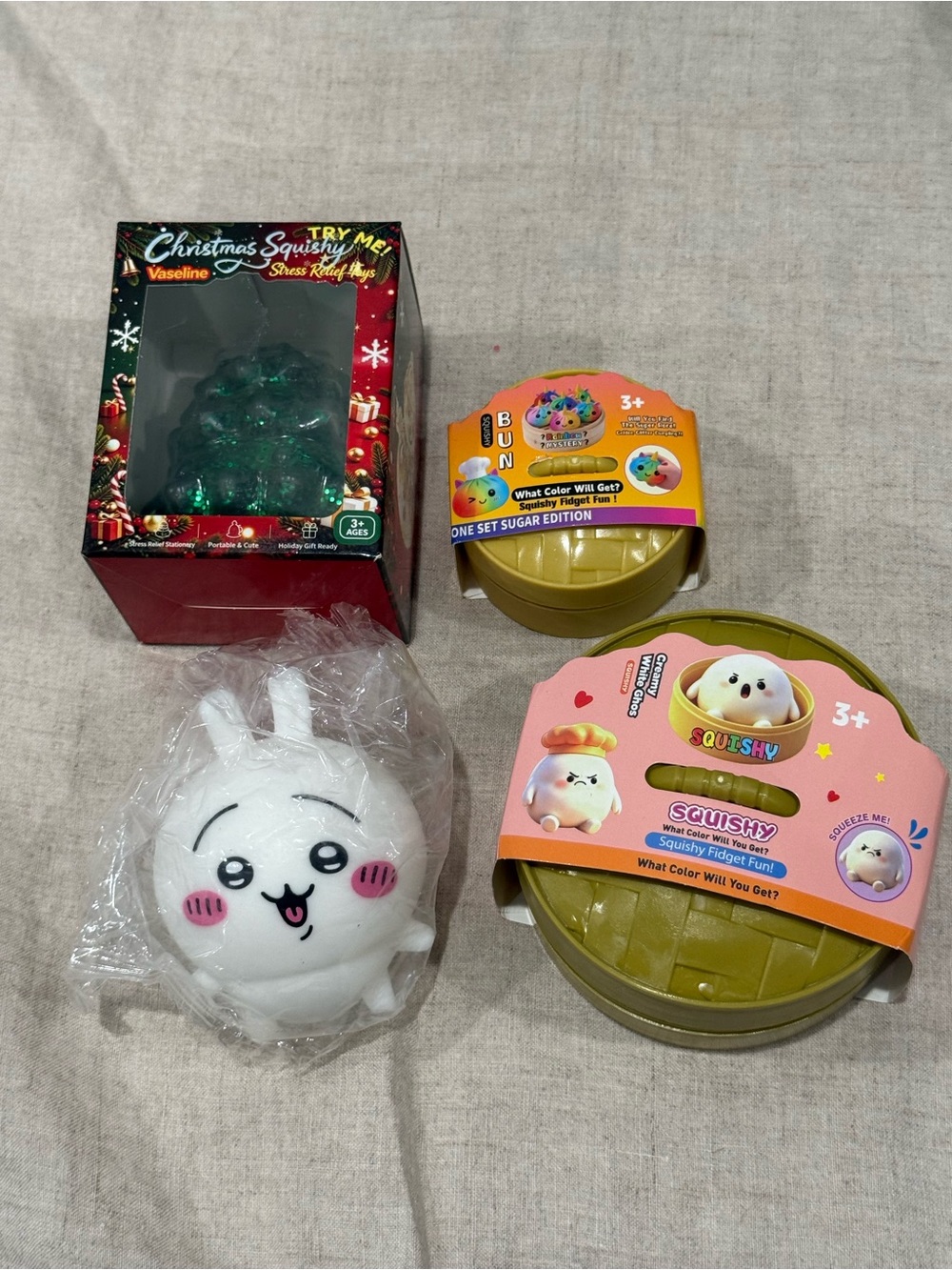 New squishy bundle Christmas Vaseline tree Ghost Dumpling Mini Glitter Cat Bunny